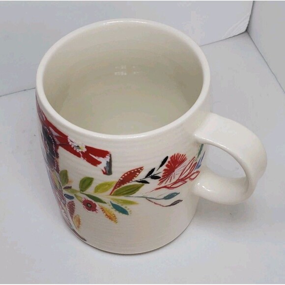 Anthropologie STARLA HALFMANN Floral MONOGRAM MUG Letter "T" NEW Bohemian Hippie - Picture 2 of 5
